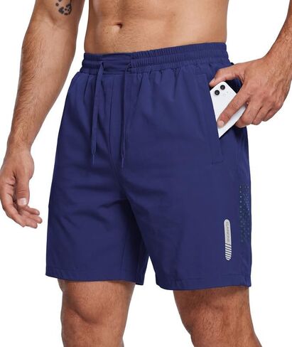PRIVIMIX Mens Quick Dry 7 Inch Gym Shorts with Zipper Pockets Stretch Athletic Shorts for Running Workout in Kuwait