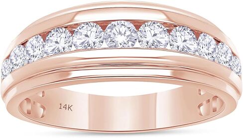 Anniversary Wedding Band For Men 1.00 Carat Round Natural or Lab Grown Diamond Half Eternity Rings in 10K or 14K Solid Gold and 925 Sterling Silver Jewelry Gift for Him in Saudi Arabia