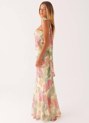 Women's Floral Tube Maxi Dress with Scarf - Y2k Strapless Bodycon Long Dress, Mesh Formal Cocktail Sundress Floral M in Saudi Arabia