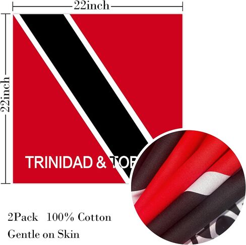 WEITBF 2 Pack Trinidad and Tobago Flag Bandana Tobagonian Scarf Flag Bandanas Headbend - 100% Cotton, 22 x 22 inches in Kuwait