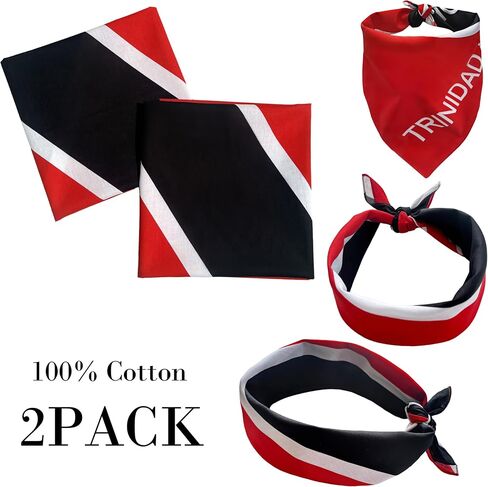WEITBF 2 Pack Trinidad and Tobago Flag Bandana Tobagonian Scarf Flag Bandanas Headbend - 100% Cotton, 22 x 22 inches in Kuwait
