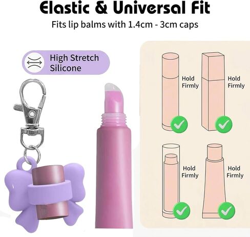 SHANPIN 6PCS Silicone Bow Lipstick Holder Keychain | Multi-Functional Clip for Lip Gloss, Keys & Rings | Leak-Proof Cap Cover in 6 Colors in Saudi Arabia