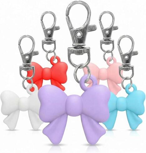 SHANPIN 6PCS Silicone Bow Lipstick Holder Keychain | Multi-Functional Clip for Lip Gloss, Keys & Rings | Leak-Proof Cap Cover in 6 Colors in Saudi Arabia