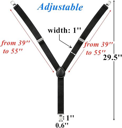 Tebery 16 Pcs Black Suspenders for Men, Heavy Duty Adjustable Y-Back Suspender with Clips, Individually Wrapped Elastic Suspenders Suit Accessory for Dress Pants for Work Casual Formal Occasions in Kuwait