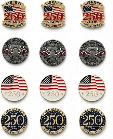 4 Pcs America's 250th Anniversary Pins - Semiquincentennial Souvenir, 1 Inch USA Birthday Metal Lapel Pin Set, for Men Women Independence Day July 4th Gift in Saudi Arabia