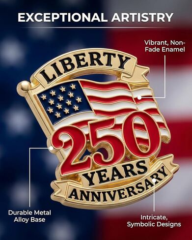 4 Pcs America's 250th Anniversary Pins - Semiquincentennial Souvenir, 1 Inch USA Birthday Metal Lapel Pin Set, for Men Women Independence Day July 4th Gift in Saudi Arabia