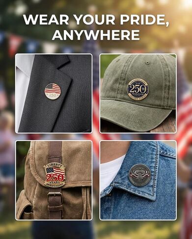 4 Pcs America's 250th Anniversary Pins - Semiquincentennial Souvenir, 1 Inch USA Birthday Metal Lapel Pin Set, for Men Women Independence Day July 4th Gift in Saudi Arabia