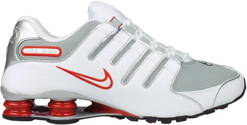 حذاء Nike Shox NZ للرجال أبيض/أحمر رياضي/رمادي هادئ/فضي معدني مقاس 12 M US in Kuwait