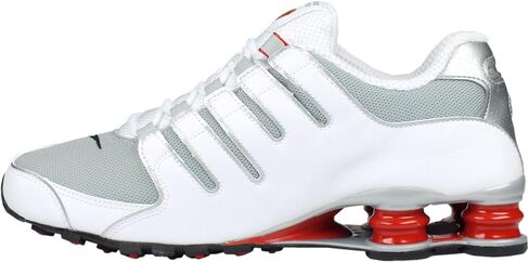 حذاء Nike Shox NZ للرجال أبيض/أحمر رياضي/رمادي هادئ/فضي معدني مقاس 12 M US in Kuwait