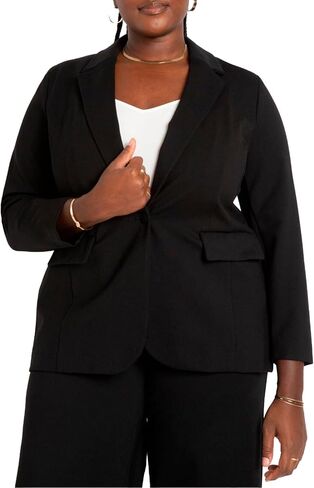 ELOQUII Women's Plus Size The Ultimate Stretch Long One Button Blazer in Kuwait