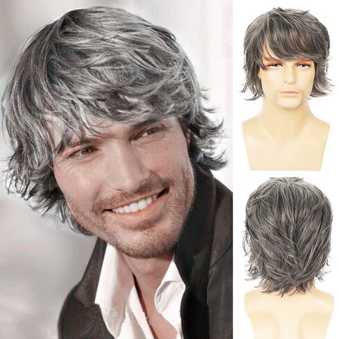 Mens Blonde Wig Short Layered Natural Fluffy Wig Synthetic Heat Resistant Halloween Cosplay Hair Wig in Saudi Arabia