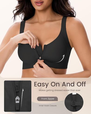 Gailife Zip Front Closure Wireless Bras for Women No Underwire Compression Support Adjustable Straps Everyday Comfort Bra in Saudi Arabia