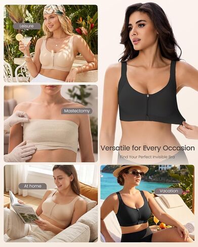 Gailife Zip Front Closure Wireless Bras for Women No Underwire Compression Support Adjustable Straps Everyday Comfort Bra in Saudi Arabia