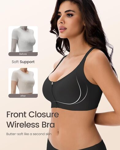 Gailife Zip Front Closure Wireless Bras for Women No Underwire Compression Support Adjustable Straps Everyday Comfort Bra in Saudi Arabia