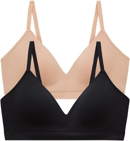 Thirdlove Form Fit Wireless Bra, Wire Free Bras with Support and Lift, Seamless, Comfortable Bras for Women, 2 PK Black/Taupe in Saudi Arabia