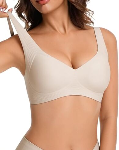 Women's Wireless Bra Jelly Full Coverage No Underwire Seamless Plus Size Supportive Lift T-Shirt Bra in Kuwait