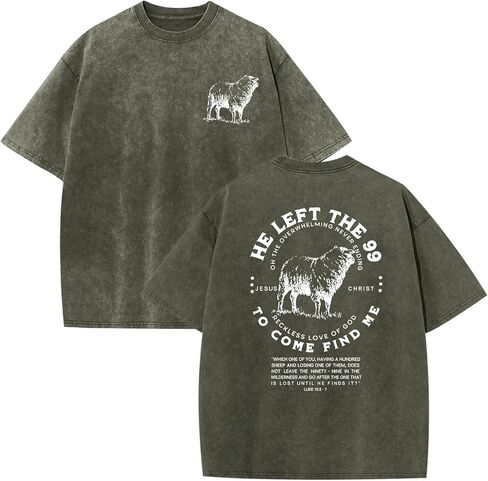 Christian Shirts for Men He Left The 99 to Come Find Me Shirt Jesus Bible Verse Graphic Tee Religious Faith Tshirt in Saudi Arabia