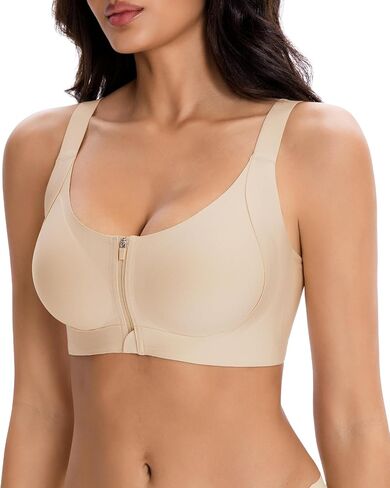 Gailife Zip Front Closure Wireless Bras for Women No Underwire Compression Support Adjustable Straps Everyday Comfort Bra in Saudi Arabia