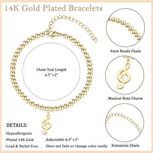 Stainless Steel Music Bracelet, Music Gifts for Women Teacher Niece Daughter Music Lovers, Themed Choir Music Jewelry Appreciation Gifts for Music Teacher in Saudi Arabia