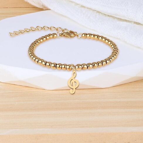 Stainless Steel Music Bracelet, Music Gifts for Women Teacher Niece Daughter Music Lovers, Themed Choir Music Jewelry Appreciation Gifts for Music Teacher in Saudi Arabia