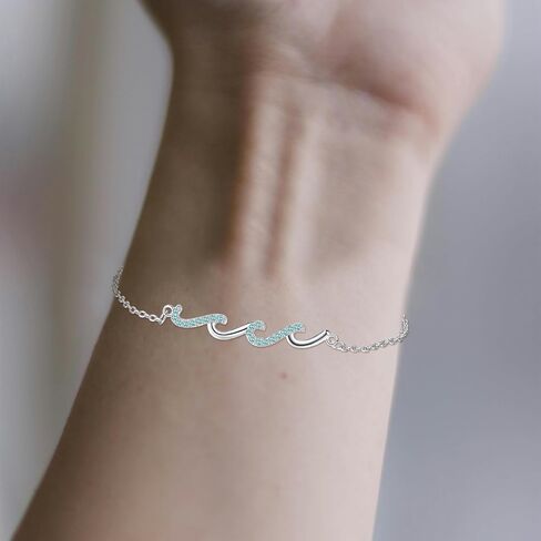 Wave Cross Bracelets for Women, Green Beaded Bracelets for Women, Trendy Encouragement Jewelry Birthday Christian Baptism Easter Gifts for Mom Friend Daughter Sister Nana in Saudi Arabia
