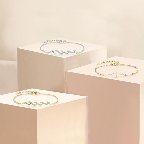 Wave Cross Bracelets for Women, Green Beaded Bracelets for Women, Trendy Encouragement Jewelry Birthday Christian Baptism Easter Gifts for Mom Friend Daughter Sister Nana in Saudi Arabia