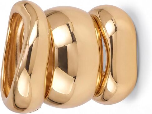 Chunky Gold Bangles Bracelets Stack for Women, Dainty 14k Gold Plated Wide Stackable Bangles Set, Trendy Statement Cuff Bracelet Stack Fashion Jewelry Gifts in Saudi Arabia