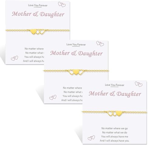 2/3/4pcs Mother Daughter Bracelets Gifts Mothers Days Gifts for Mom Bracelets Matching Heart for 2 Golden Birthday Christmas Graduation Mom Jewelry in Saudi Arabia