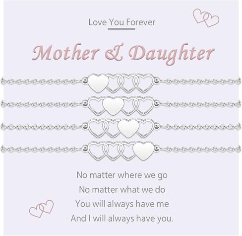 2/3/4pcs Mother Daughter Bracelets Gifts Mothers Days Gifts for Mom Bracelets Matching Heart for 2 Golden Birthday Christmas Graduation Mom Jewelry in Saudi Arabia