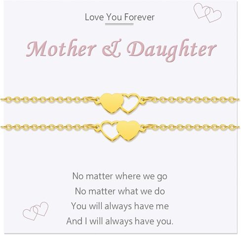 2/3/4pcs Mother Daughter Bracelets Gifts Mothers Days Gifts for Mom Bracelets Matching Heart for 2 Golden Birthday Christmas Graduation Mom Jewelry in Saudi Arabia
