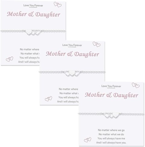 2/3/4pcs Mother Daughter Bracelets Gifts Mothers Days Gifts for Mom Bracelets Matching Heart for 2 Golden Birthday Christmas Graduation Mom Jewelry in Saudi Arabia