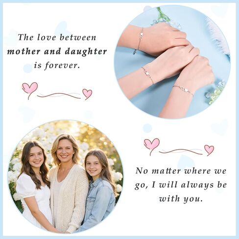 2/3/4pcs Mother Daughter Bracelets Gifts Mothers Days Gifts for Mom Bracelets Matching Heart for 2 Golden Birthday Christmas Graduation Mom Jewelry in Saudi Arabia