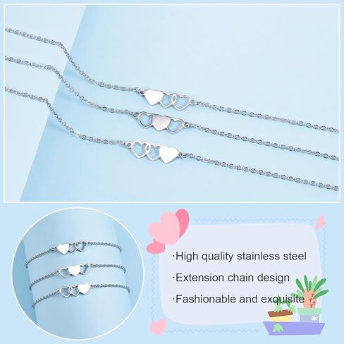 2/3/4pcs Mother Daughter Bracelets Gifts Mothers Days Gifts for Mom Bracelets Matching Heart for 2 Golden Birthday Christmas Graduation Mom Jewelry in Saudi Arabia