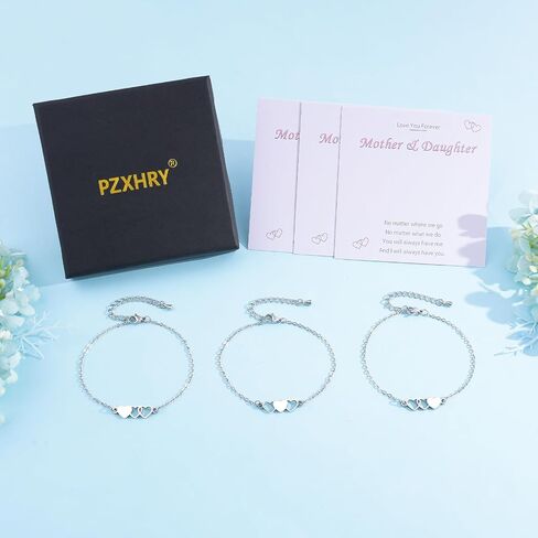 2/3/4pcs Mother Daughter Bracelets Gifts Mothers Days Gifts for Mom Bracelets Matching Heart for 2 Golden Birthday Christmas Graduation Mom Jewelry in Saudi Arabia