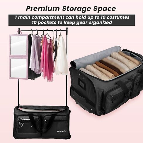 Fanwoli 23" Dance Bag with Rack and Dressing Room | Ultra-Light Collection | 360 Privacy Curtain | Ideal Competition Duffle Bag for Dancer Cheerleader Little Princess (Including Curtain) in Kuwait