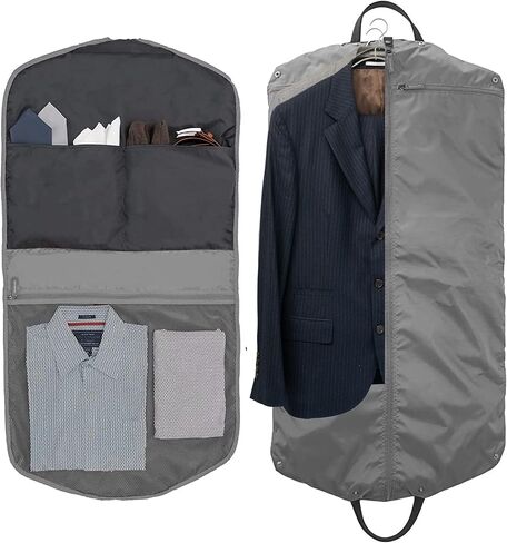 SkyHanger - Carry on Garment Bag with unique Titanium Suit Hanger for Men & Women - best-in-class functionality for wrinkle-free traveling - lightweight & water repellent nylon - Silver Grey in Saudi Arabia