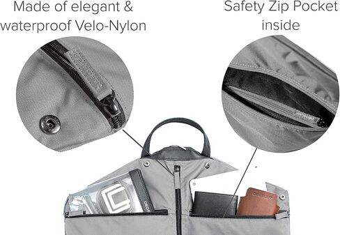 SkyHanger - Carry on Garment Bag with unique Titanium Suit Hanger for Men & Women - best-in-class functionality for wrinkle-free traveling - lightweight & water repellent nylon - Silver Grey in Saudi Arabia
