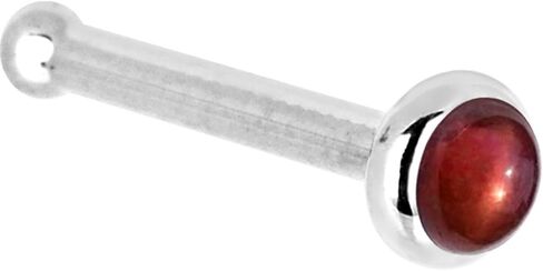 الصلبة 14K الذهب الأبيض 2 مم العقيق الأحمر الأنف مسمار العظام 18 مقياس 1/4" in Kuwait