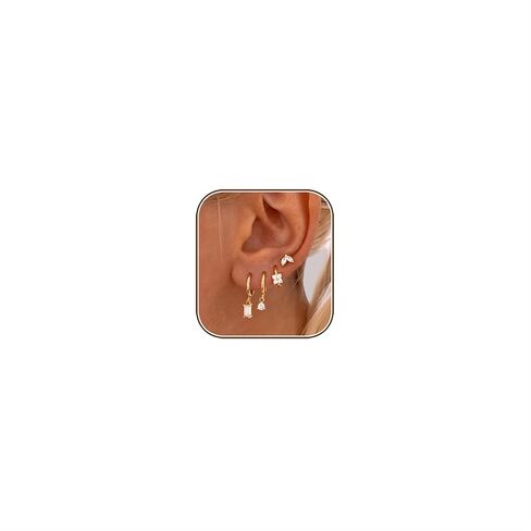 Gold Earring Stacks for Women Trendy,Dainty Chain Dangle Earrings for Women 14K Gold Plated Huggie Earrings Set Hypoallergenic Cartilage Hoops Threader Chain Earring Stack Cute Fashion Jewelry Set in Saudi Arabia