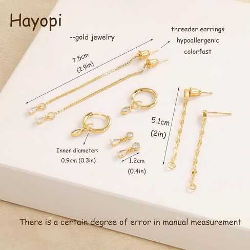 Gold Earring Stacks for Women Trendy,Dainty Chain Dangle Earrings for Women 14K Gold Plated Huggie Earrings Set Hypoallergenic Cartilage Hoops Threader Chain Earring Stack Cute Fashion Jewelry Set in Saudi Arabia