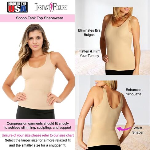 InstantFigure Womens Compression Shapewear Scoop Neck Tank Top Tummy Control Smooth Under Shirt WT40021 in Saudi Arabia