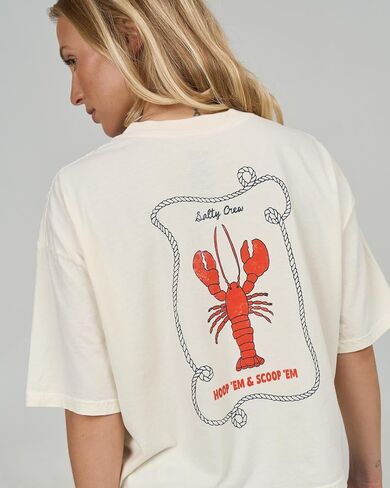 تي شيرت Salty Crew SHELLBRATE Skimmer TEE أبيض فاتح S - تي شيرت نسائي كاجوال بأكمام قصيرة قمصان قطنية - مقاس عادي - ملابس شاطئ لايف ستايل in Kuwait