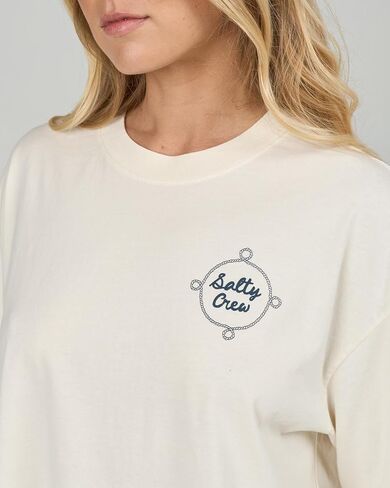 تي شيرت Salty Crew SHELLBRATE Skimmer TEE أبيض فاتح S - تي شيرت نسائي كاجوال بأكمام قصيرة قمصان قطنية - مقاس عادي - ملابس شاطئ لايف ستايل in Kuwait