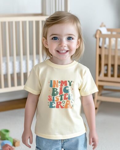 Habudda Big Sister Shirts for Girls Gifts Promoted to Big Sister Announcement Shirt Toddler 2-8T Short Sleeve Cotton T-Shirt in Kuwait