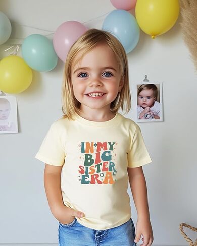Habudda Big Sister Shirts for Girls Gifts Promoted to Big Sister Announcement Shirt Toddler 2-8T Short Sleeve Cotton T-Shirt in Kuwait