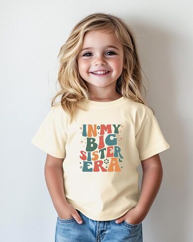 Habudda Big Sister Shirts for Girls Gifts Promoted to Big Sister Announcement Shirt Toddler 2-8T Short Sleeve Cotton T-Shirt in Kuwait