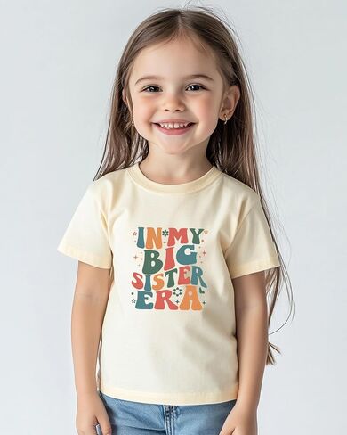 Habudda Big Sister Shirts for Girls Gifts Promoted to Big Sister Announcement Shirt Toddler 2-8T Short Sleeve Cotton T-Shirt in Kuwait