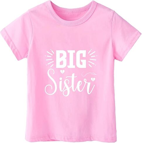 Habudda Big Sister Shirts for Girls Gifts Promoted to Big Sister Announcement Shirt Toddler 2-8T Short Sleeve Cotton T-Shirt in Kuwait