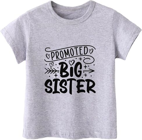 Habudda Big Sister Shirts for Girls Gifts Promoted to Big Sister Announcement Shirt Toddler 2-8T Short Sleeve Cotton T-Shirt in Kuwait
