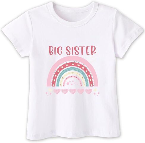 Habudda Big Sister Shirts for Girls Gifts Promoted to Big Sister Announcement Shirt Toddler 2-8T Short Sleeve Cotton T-Shirt in Kuwait